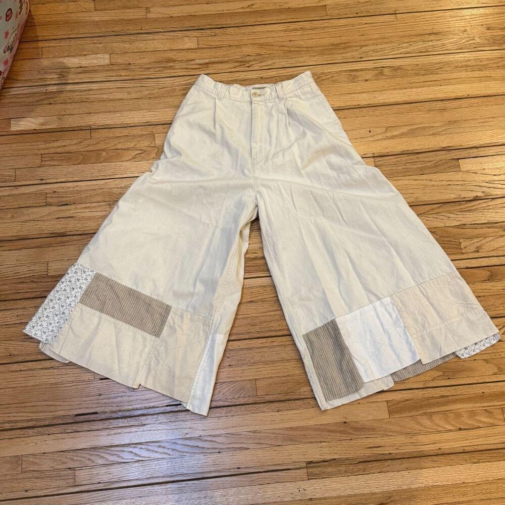 Kapital Country Cotton Linen Patchwork Culotte Pants — Size 0